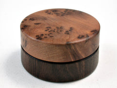 LV-2501 Mun Ebony & Thuya Burl Flat Pill Box, Ring Holder, Jewelry Box-SCREW CAP