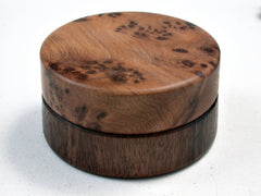 LV-2501 Mun Ebony & Thuya Burl Flat Pill Box, Ring Holder, Jewelry Box-SCREW CAP