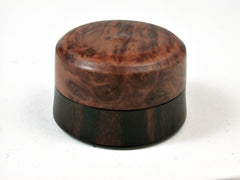 LV-2502 Mun Ebony & Red Mallee Burl Flat Pill Box, Ring, Jewelry Box-SCREW CAP
