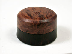 LV-2502 Mun Ebony & Red Mallee Burl Flat Pill Box, Ring, Jewelry Box-SCREW CAP