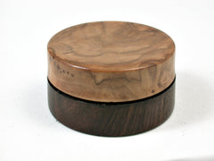 LV-2503 Mun Ebony & Olive Burl Flat Pill Box, Ring, Jewelry Box-SCREW CAP
