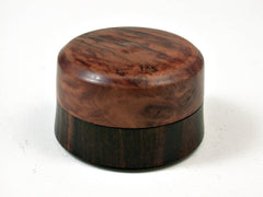 LV-2502 Mun Ebony & Red Mallee Burl Flat Pill Box, Ring, Jewelry Box-SCREW CAP