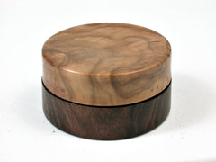 LV-2503 Mun Ebony & Olive Burl Flat Pill Box, Ring, Jewelry Box-SCREW CAP