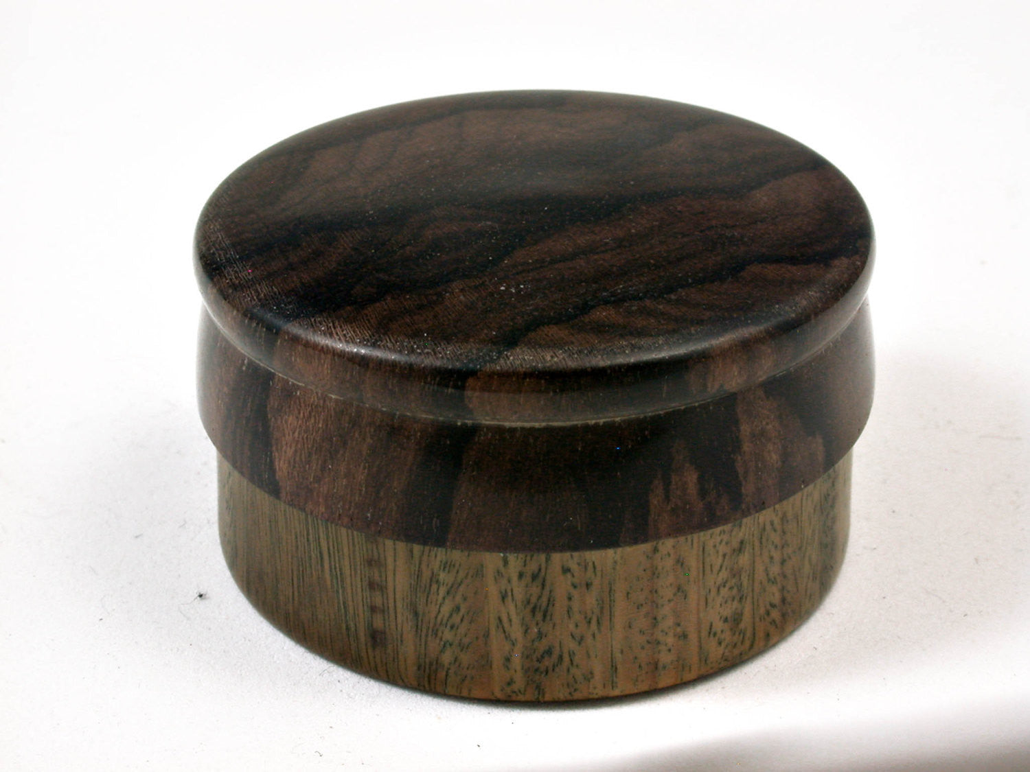 LV-2512 Verawood & Ziricote Flat Pill Box, Ring, Jewelry Box-SCREW CAP