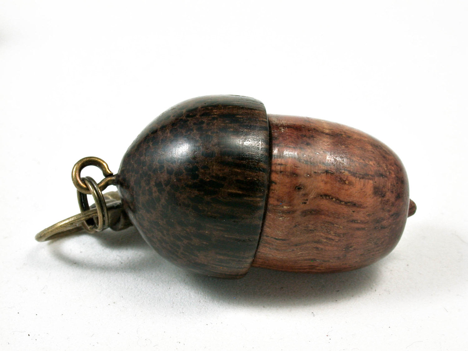LV-2515 Curly Koa & Black Palm Acorn Pendant Box, Bag Charm, Keychain-SCREW CAP