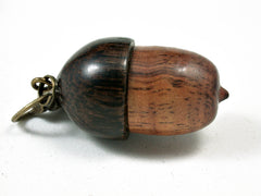 LV-2515 Curly Koa & Black Palm Acorn Pendant Box, Bag Charm, Keychain-SCREW CAP