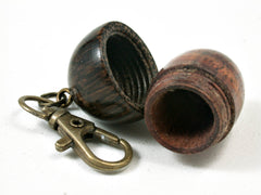 LV-2515 Curly Koa & Black Palm Acorn Pendant Box, Bag Charm, Keychain-SCREW CAP