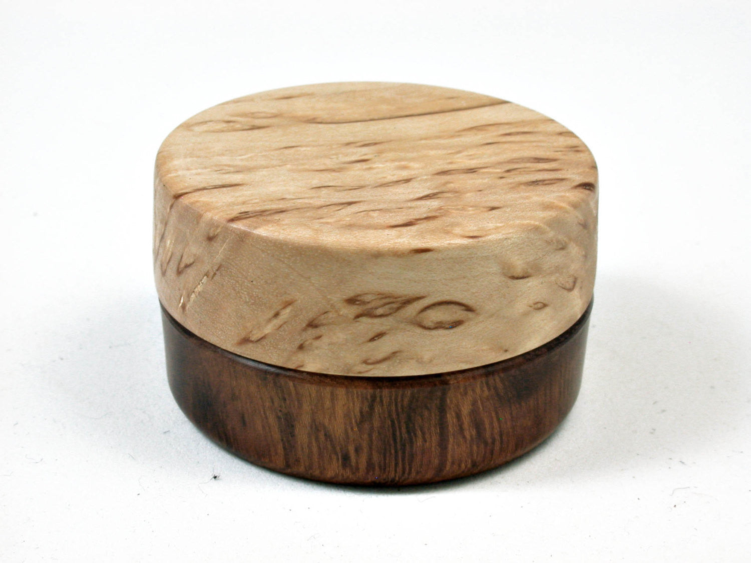 LV-2504 Desert Ironwood & Masur Birch Flat Pill Box, Ring, Jewelry Box-SCREW CAP