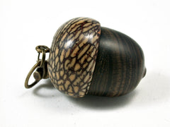 LV-2518 Ziricote & Betelnut Acorn Pendant Box, Bag Charm, Keychain-SCREW CAP