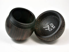 LV-2511 Mun Ebony & Black Palm Acorn Jewelry, Ring Box, Pill Box-SCREW CAP