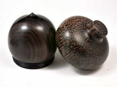 LV-2511 Mun Ebony & Black Palm Acorn Jewelry, Ring Box, Pill Box-SCREW CAP