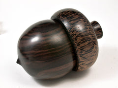 LV-2511 Mun Ebony & Black Palm Acorn Jewelry, Ring Box, Pill Box-SCREW CAP