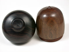 LV-2514 Lignum Vitae & Mun Ebony Acorn Jewelry, Ring Box, Pill Box-SCREW CAP