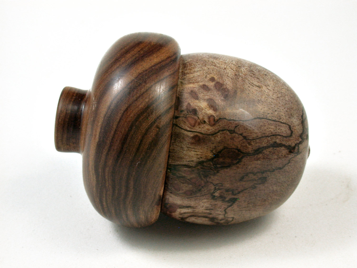 LV-2561 Papaturro Burl & Tamboti Acorn Jewelry, Ring Box, Pill Box-SCREW CAP