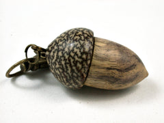 LV-2570 B-W Ebony Burl & Betelnut Acorn Pendant Box, Bag Charm, Keychain-SCREW CAP