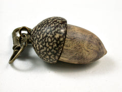 LV-2570 B-W Ebony Burl & Betelnut Acorn Pendant Box, Bag Charm, Keychain-SCREW CAP