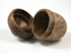 LV-2563 Satinwood Burl & Tamboti Acorn Jewelry, Ring Box, Pill Box-SCREW CAP
