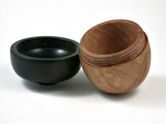 LV-2564 Madrone Burl & Ebony Acorn Jewelry, Ring Box, Pill Box-SCREW CAP