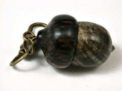 LV-2418 Buckeye Burl & Black Palm Acorn Pendant Box,Bag Charm, Keychain-SCREW CAP