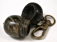 LV-2418 Buckeye Burl & Black Palm Acorn Pendant Box,Bag Charm, Keychain-SCREW CAP