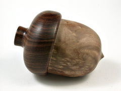 LV-2563 Satinwood Burl & Tamboti Acorn Jewelry, Ring Box, Pill Box-SCREW CAP