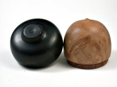 LV-2564 Madrone Burl & Ebony Acorn Jewelry, Ring Box, Pill Box-SCREW CAP