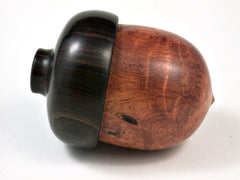 LV-2583 Amboyna Burl & Ebony Acorn Jewelry, Ring Box, Pill Box-SCREW CAP