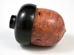 LV-2583 Amboyna Burl & Ebony Acorn Jewelry, Ring Box, Pill Box-SCREW CAP