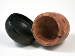 LV-2583 Amboyna Burl & Ebony Acorn Jewelry, Ring Box, Pill Box-SCREW CAP