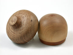 LV-2602 Real Yellowwood & Bur Oak Acorn Jewelry, Ring Box, Pill Box-SCREW CAP