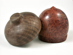 LV-2588 Redwood Burl with Curly Walnut Acorn Jewelry, Ring Box, Pill Box-SCREW CAP