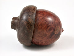 LV-2588 Redwood Burl with Curly Walnut Acorn Jewelry, Ring Box, Pill Box-SCREW CAP