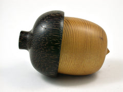 LV-2383 Osage Orange with Black Palm Acorn Jewelry, Ring Box, Pill Box-SCREW CAP