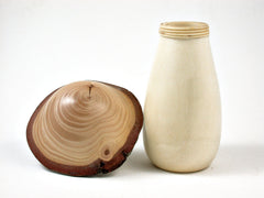 LV-2559 Holly & Cedar Wooden Mushroom Threaded Box, Urn-SCREW CAP