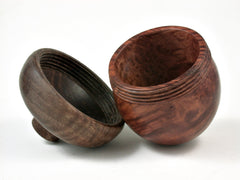 LV-2588 Redwood Burl with Curly Walnut Acorn Jewelry, Ring Box, Pill Box-SCREW CAP