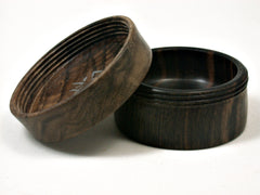 LV-1617 Mun Ebony & Walnut Flat Pill Box, Snuff Box, Ring Holder, Trinket Box-SCREW CAP