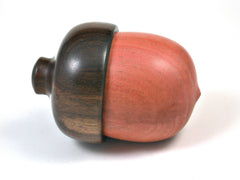 LV-1518 Pink Ivory & Mun Ebony Hand Turned Acorn Trinket Box, Keepsakes, Jewelry Box-SCREW CAP
