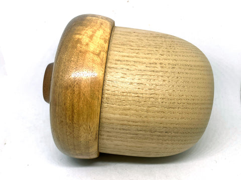 LV-5414  Sassafras & Black Walnut Large Wooden Acorn Box -- SCREW CAP