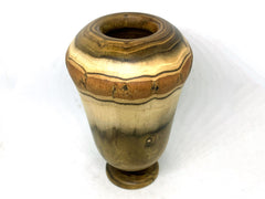 LV-5471  Black Locust Wood Turned Pedestal Vessel, Footed Vase, Wooden Bowl