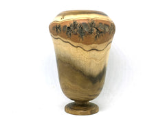 LV-5471  Black Locust Wood Turned Pedestal Vessel, Footed Vase, Wooden Bowl