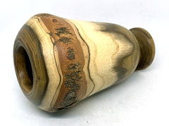 LV-5471  Black Locust Wood Turned Pedestal Vessel, Footed Vase, Wooden Bowl