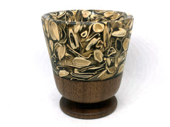 LV-5476 Hand Turned Sunflower Seed Hush & Walnut Cup, Pedestal Vase