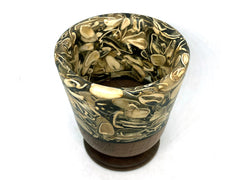 LV-5476 Hand Turned Sunflower Seed Hush & Walnut Cup, Pedestal Vase