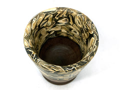 LV-5476 Hand Turned Sunflower Seed Hush & Walnut Cup, Pedestal Vase