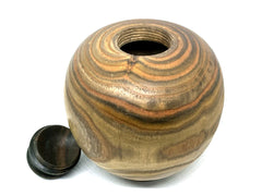 LV-5492 Staghorn Sumac  Wood Turned Vessel, Hollow Form, Threaded Cap