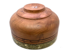 LV-5494  Redwood Burl & Lichen Embedded Rim, Hand Turned Wooden Bowl