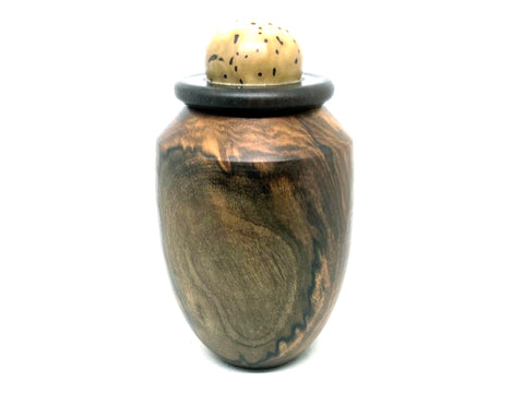 LV-5503  Figured Pistaschio with Brown Ebony Cap Threaded Vessel