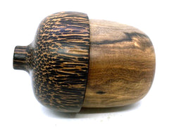 LV-5518 Figured Pistachio & Black Palm Acorn Box, Keepsakes, Jewelry Box-SCREW CAP