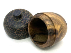 LV-5518 Figured Pistachio & Black Palm Acorn Box, Keepsakes, Jewelry Box-SCREW CAP