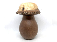 LV-5526  Walnut & Live Oak Wooden Mushroom Secret Compartment, Pill Box, Jewelry Box-THREADED